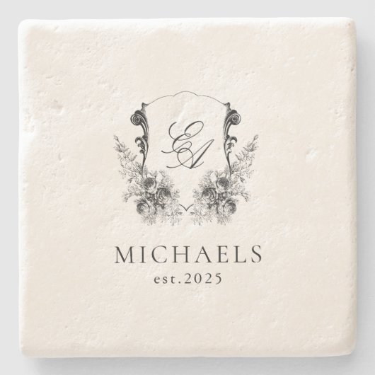 Classic Luxe, aangepast monogrammed Stone Onderzet Stenen Onderzetter (Voorkant)
