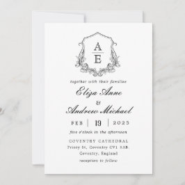 Classic Luxe Black Monogram Weddenschap Kaart