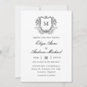 Classic Luxe Black Monogram Weddenschap Kaart (Voorkant)