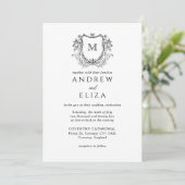 Classic Luxe Black Monogram Weddenschap Kaart (Staand voorkant)