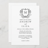 Classic Luxe Black Monogram Weddenschap Kaart (Voorkant / Achterkant)