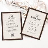 Classic Luxe | Brown Neutral RSVP QR Code Wedding Kaart