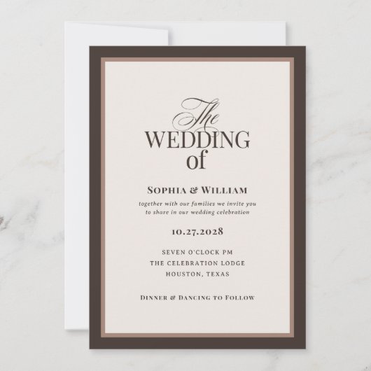 Classic Luxe | Brown Neutral Wedding Kaart (Voorkant)