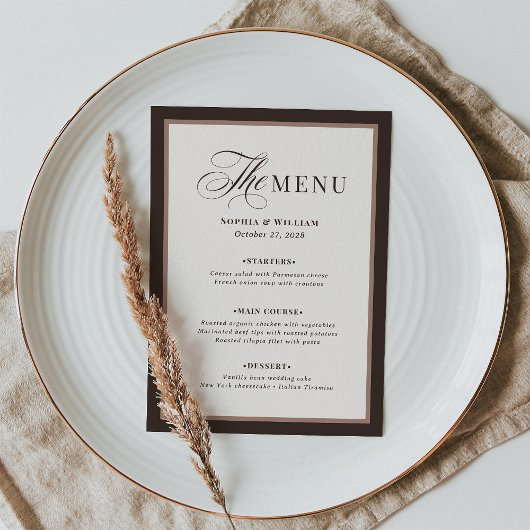 Classic Luxe | Brown Neutral Wedding Menu