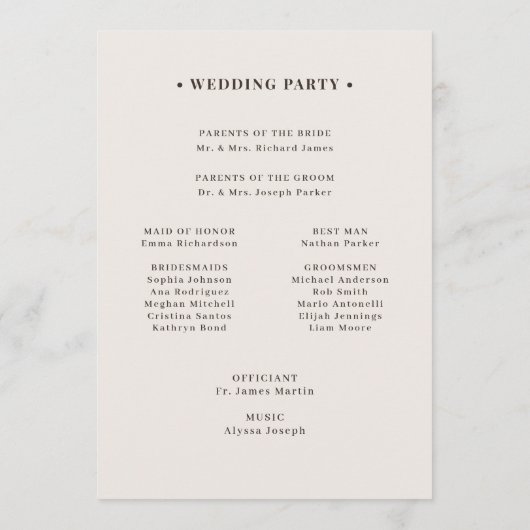 Classic Luxe | Brown Neutral Wedding Programmakaart (Achterkant)