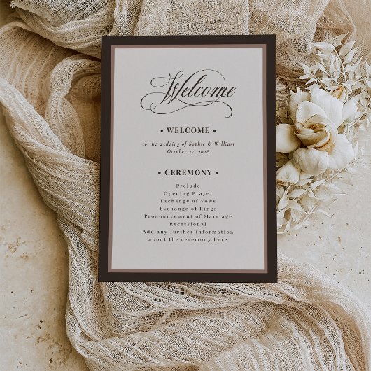 Classic Luxe | Brown Neutral Wedding Programmakaart