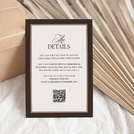 Classic Luxe Bruin | QR Code Huwelijksgastdetails Informatiekaartje