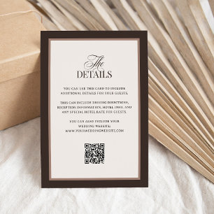 Classic Luxe Bruin QR Code Huwelijksgastdetails Informatiekaartje