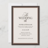 Classic Luxe | Bruine Neutrale RSVP QR Code Huweli Kaart (Voorkant)