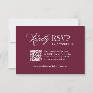 Classic Luxe Bruine Scannable QR Code Huwelijk RSVP Kaartje