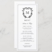 Classic Luxe Crest Monogram Weddenschap Menu (Voorkant / Achterkant)