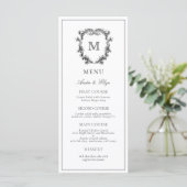 Classic Luxe Crest Monogram Weddenschap Menu (Staand voorkant)