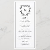 Classic Luxe Crest Monogram Weddenschap Menu (Voorkant)