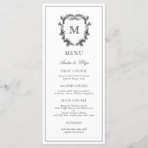 Classic Luxe Crest Monogram Weddenschap Menu