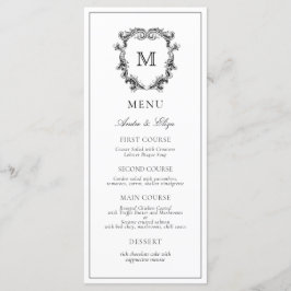 Classic Luxe Crest Monogram Weddenschap Menu