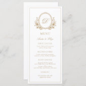 Classic Luxe Crest Monogram Weddenschap Menu (Voorkant / Achterkant)
