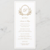 Classic Luxe Crest Monogram Weddenschap Menu (Voorkant)