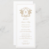 Classic Luxe Crest Monogram Weddenschap Menu (Voorkant / Achterkant)