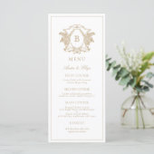 Classic Luxe Crest Monogram Weddenschap Menu (Staand voorkant)