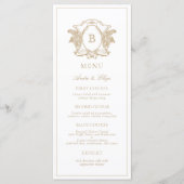 Classic Luxe Crest Monogram Weddenschap Menu (Voorkant)