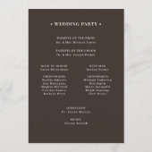 Classic Luxe | Dark Espresso Brown Wedding Programmakaart (Achterkant)