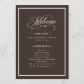 Classic Luxe | Dark Espresso Brown Wedding Programmakaart (Voorkant)