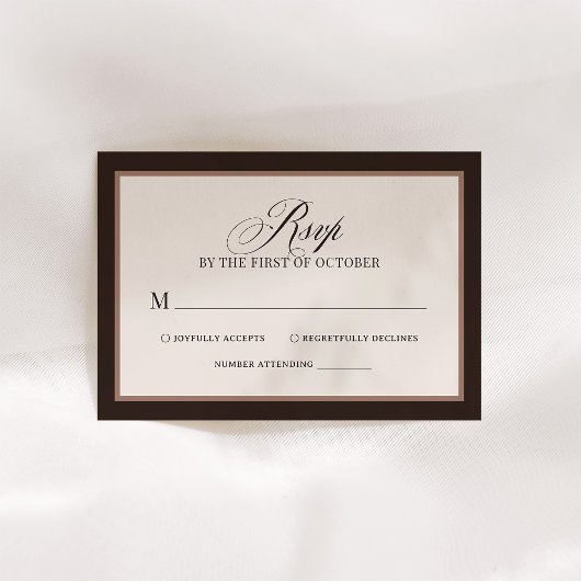 Classic Luxe | Elegant Brown Neutral Wedding RSVP Kaartje