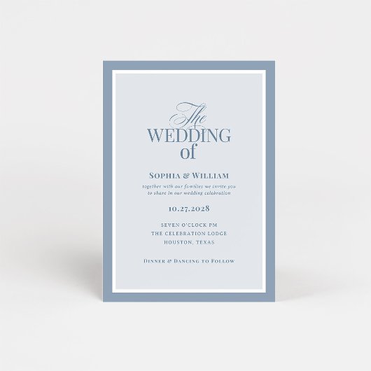 Classic Luxe | Elegant Dusty Blue Wedding Kaart