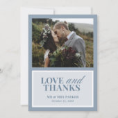 Classic Luxe | Elegant Dusty Blue Wedding Photo Bedankkaart (Voorkant)