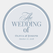 Classic Luxe | Elegant Dusty Blue Wedding Ronde Sticker (Voorkant)