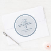Classic Luxe | Elegant Dusty Blue Wedding Ronde Sticker (Envelop)
