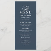 Classic Luxe | Elegant Navy Blue Wedding Menu (Voorkant)