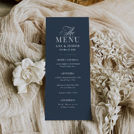 Classic Luxe | Elegant Navy Blue Wedding Menu