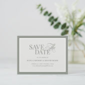 Classic Luxe | Elegant Sage Green Save the Date Aankondigingskaart (Staand voorkant)