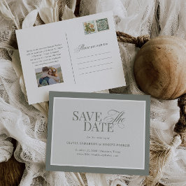 Classic Luxe | Elegant Sage Green Save the Date Aankondigingskaart
