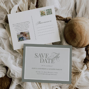 Classic Luxe   Elegant Sage Green Save the Date Aankondigingskaart