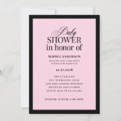 Classic Luxe | Elegant zwart en roze Baby shower Kaart (Voorkant)