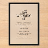 Classic Luxe | Elegant zwart Lijst bruiloft Acryl Uitnodigingen (Voorkant)