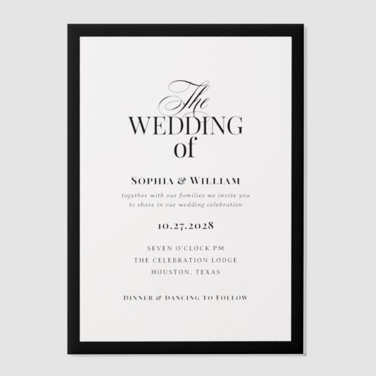 Classic Luxe | Elegant zwart Lijst bruiloft Vellum Uitnodigingen (Voorkant)