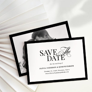 Classic Luxe Elegant zwart-wit en foto Save The Date