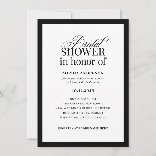 Classic Luxe Elegant Zwart-wit Vrijgezellenfeest Kaart (Voorkant)