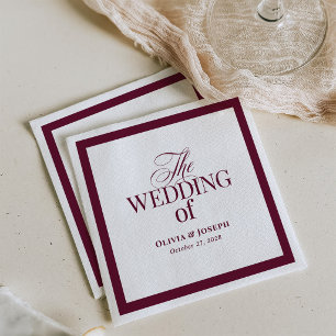 Classic Luxe Elegante bruidstaart in burgundy en Servet