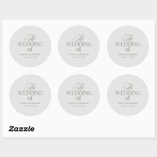Classic Luxe | Elegante lichte salie groene bruilo Ronde Sticker (Vel)