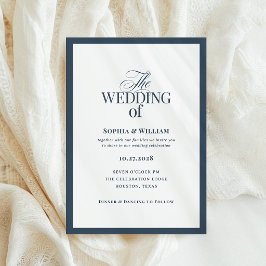 Classic Luxe | Elegante Navy Blauwe en Witte Bruil Kaart