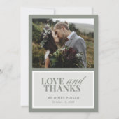 Classic Luxe | Elegante Sage Green trouwfoto Bedankkaart (Voorkant)