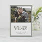 Classic Luxe | Elegante Sage Green trouwfoto Bedankkaart (Staand voorkant)