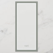 Classic Luxe | Elegante saliegroene rand bruiloft Menu (Achterkant)