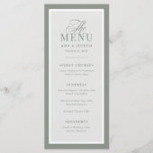 Classic Luxe | Elegante saliegroene rand bruiloft Menu (Voorkant)