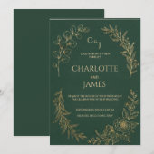 Classic Luxe | Elegante saliegroene trouwuitnodigi (Voorkant / Achterkant)