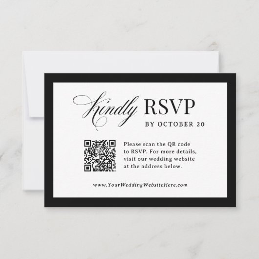 Classic Luxe | Elegante scanbare QR-code bruiloft RSVP Kaartje (Voorkant)